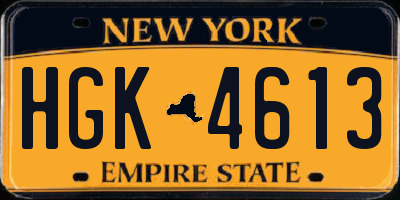NY license plate HGK4613