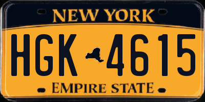 NY license plate HGK4615