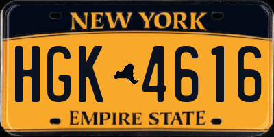 NY license plate HGK4616