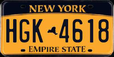 NY license plate HGK4618