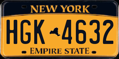 NY license plate HGK4632