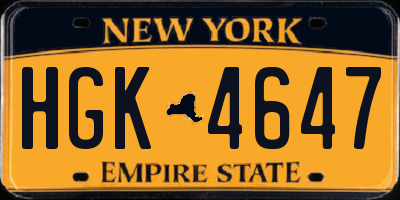 NY license plate HGK4647