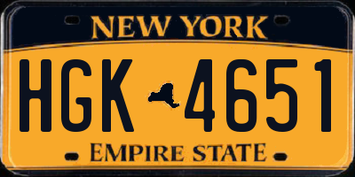 NY license plate HGK4651