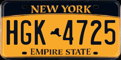 NY license plate HGK4725