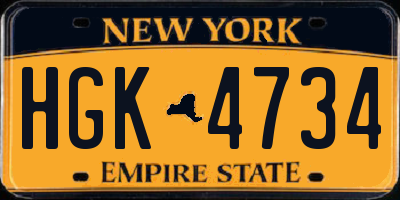 NY license plate HGK4734