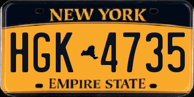 NY license plate HGK4735