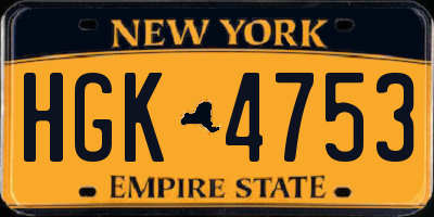NY license plate HGK4753