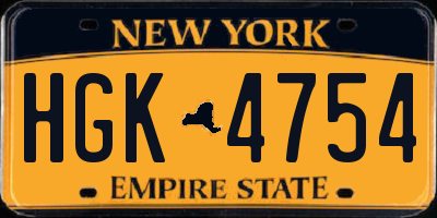 NY license plate HGK4754