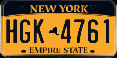 NY license plate HGK4761