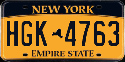 NY license plate HGK4763