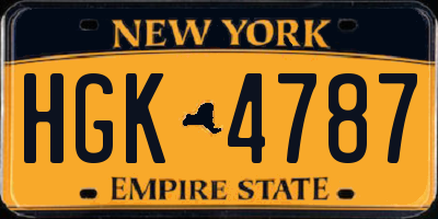 NY license plate HGK4787