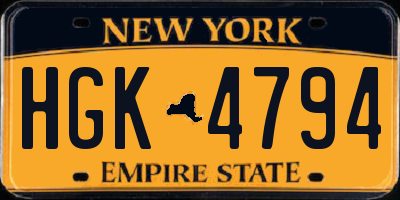 NY license plate HGK4794