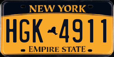 NY license plate HGK4911