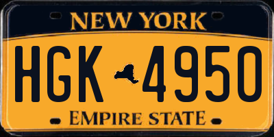 NY license plate HGK4950