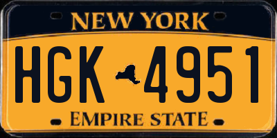 NY license plate HGK4951