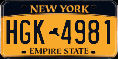 NY license plate HGK4981