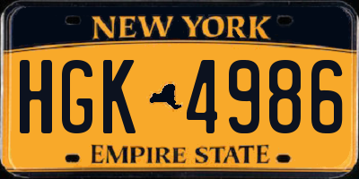 NY license plate HGK4986