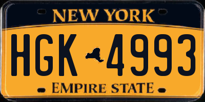 NY license plate HGK4993