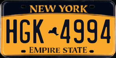 NY license plate HGK4994