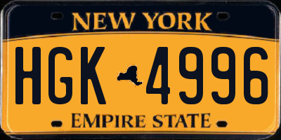 NY license plate HGK4996