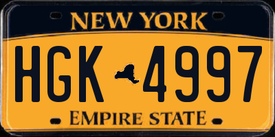 NY license plate HGK4997