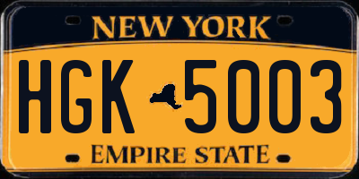 NY license plate HGK5003