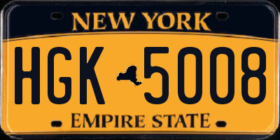 NY license plate HGK5008