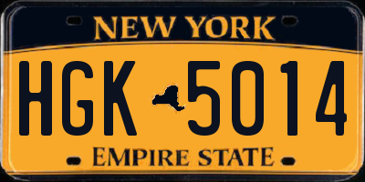 NY license plate HGK5014
