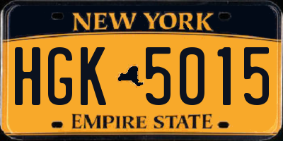 NY license plate HGK5015