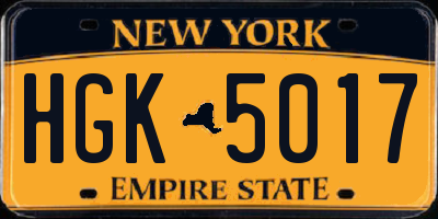 NY license plate HGK5017