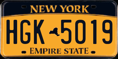 NY license plate HGK5019