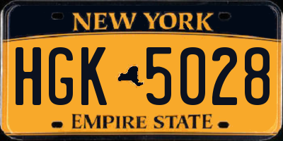NY license plate HGK5028