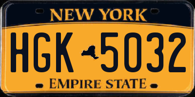 NY license plate HGK5032
