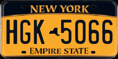 NY license plate HGK5066