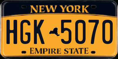 NY license plate HGK5070