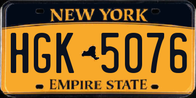 NY license plate HGK5076