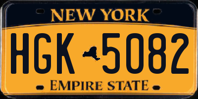 NY license plate HGK5082
