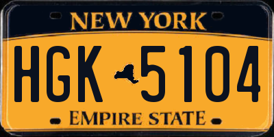 NY license plate HGK5104