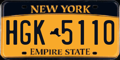 NY license plate HGK5110