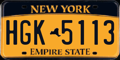 NY license plate HGK5113