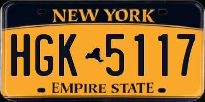 NY license plate HGK5117