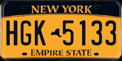 NY license plate HGK5133