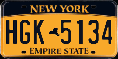 NY license plate HGK5134