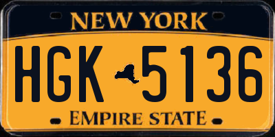 NY license plate HGK5136