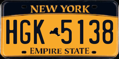 NY license plate HGK5138