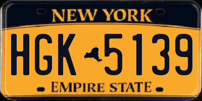 NY license plate HGK5139