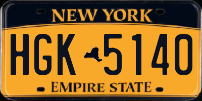 NY license plate HGK5140