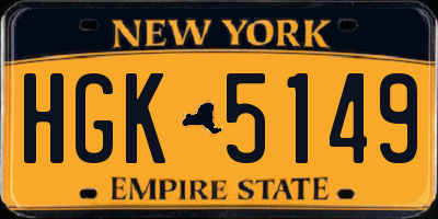 NY license plate HGK5149