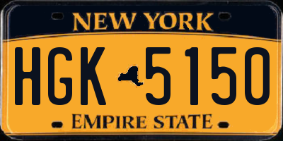 NY license plate HGK5150