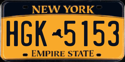 NY license plate HGK5153